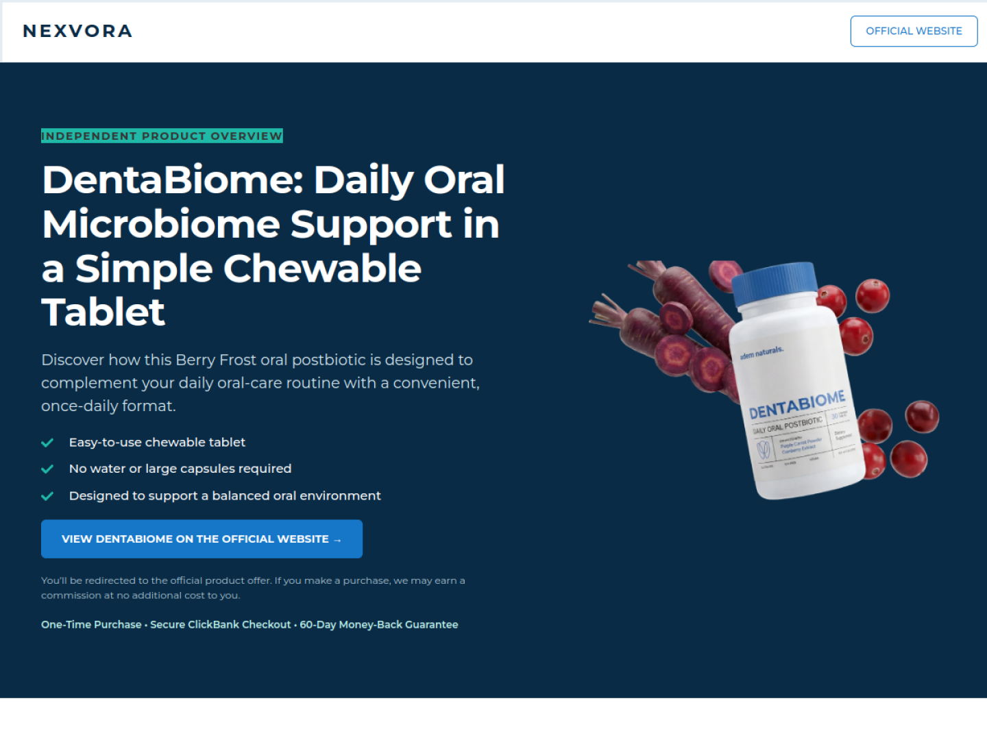 Página desenvolvida para o projeto Nexvora DentaBiome
